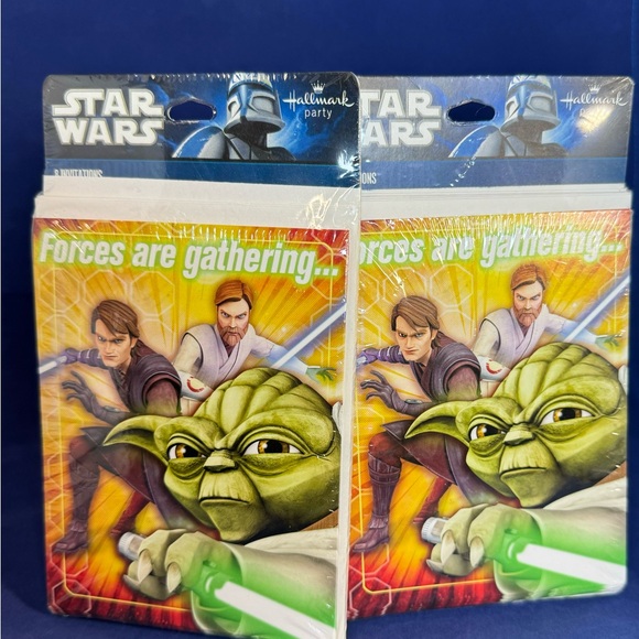 Star Wars Clone Wars animated series Party Invitations. 2 sets of 8 (16 total) - Picture 1 of 6